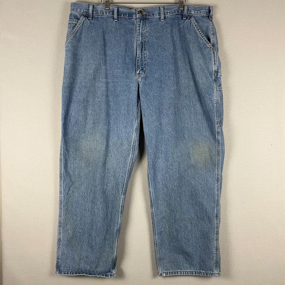 Carhartt Jeans Mens 44x30 Blue Loose Original Fit Carpenter Workwear Distressed